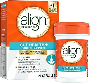 Align Probiotic, Digestive De-stress, Probiotic for Women and Men with Ashwagandha, Helps with a Healthy Response to Stress, Gluten Free, Soy Free, Vegetarian, 21 Capsules