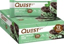 Quest Nutrition Mint Chocolate Chunk Protein Bares, 20g Protein, 1g Sugar, 4g Net Carb, Gluten Free, Keto Friendly, 12 Conde