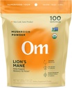 Om Lion’s Mane Mushroom Powder - Suplemento orgánico de setas y Nootropic - Memoria de apoyo, Focus y Nerve Health, 7.05 oz (100 servidumbres)