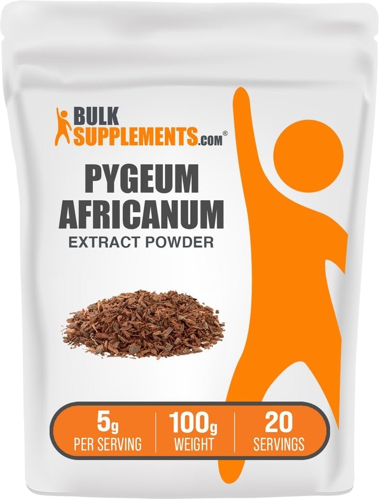 BulkSupplements.com Pygeum Africanum Extract Powder - de Pygeum Bark, Suplemento Nutricional - Gluten Free - 5g por Serving, 100g (3.5 oz) (Pack of 1)