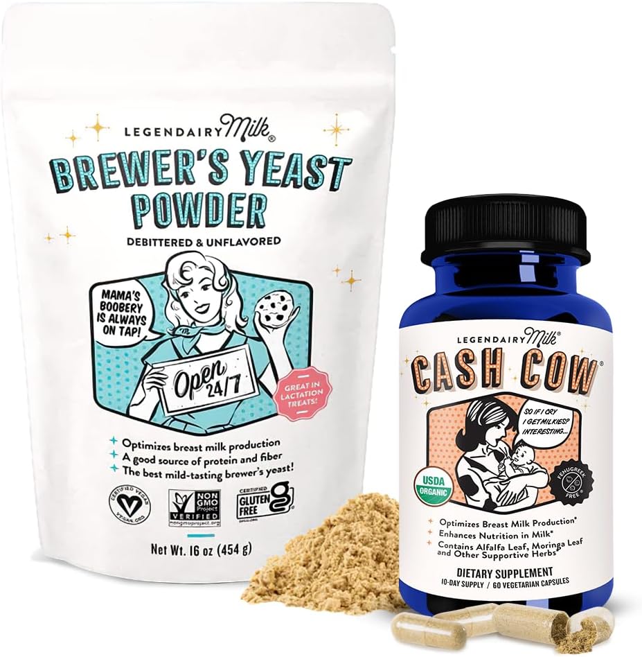 Legendairy Milk Cash Cow + Levadura de Brewer - Suplemento de lactancia para el aumento de la oferta de leche - Fenugreek-Free, Non-GMO &amp; Gluten Free