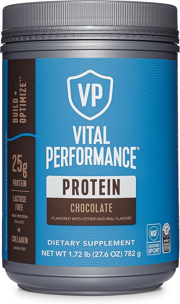 Vital Proteins Performance Powder, Collagen Peptides & Protein Isolate Powder, NSF Certificado para Deporte, Chocolate, 1.72lb