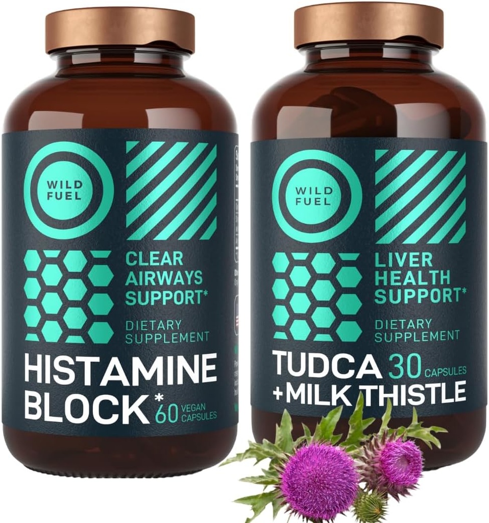 WILD FUEL Histamine Block Suplementos y TUDCA con Milk Thistle Cleanse y Detox Bundle