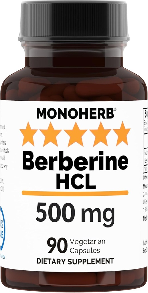 MONOHERB Berberine HCL 500 mg - 90 Veg Capsules