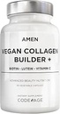 Amen Plant-Based Vegan Collagen Builder Supplement - Organic Whole Foods, Lutein, Vitamina C, Biotin, Lysine, Proline Collagen Boosters - Organic Cranberry, Lemon, Strawberry - Once A Day - 30 Capsules