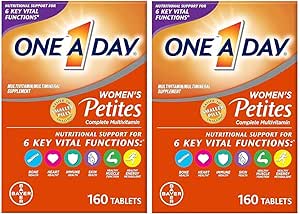 UNA DÍA Los Petites Femenino Multivitamínico,Suplemento con Vitamina A, C, D, E y Zinc para Immune Health Support, B Vitaminas, Biotina, Folate (como ácido fólico) > Más,Tabla, 160 Cuenta (Pack of 2)