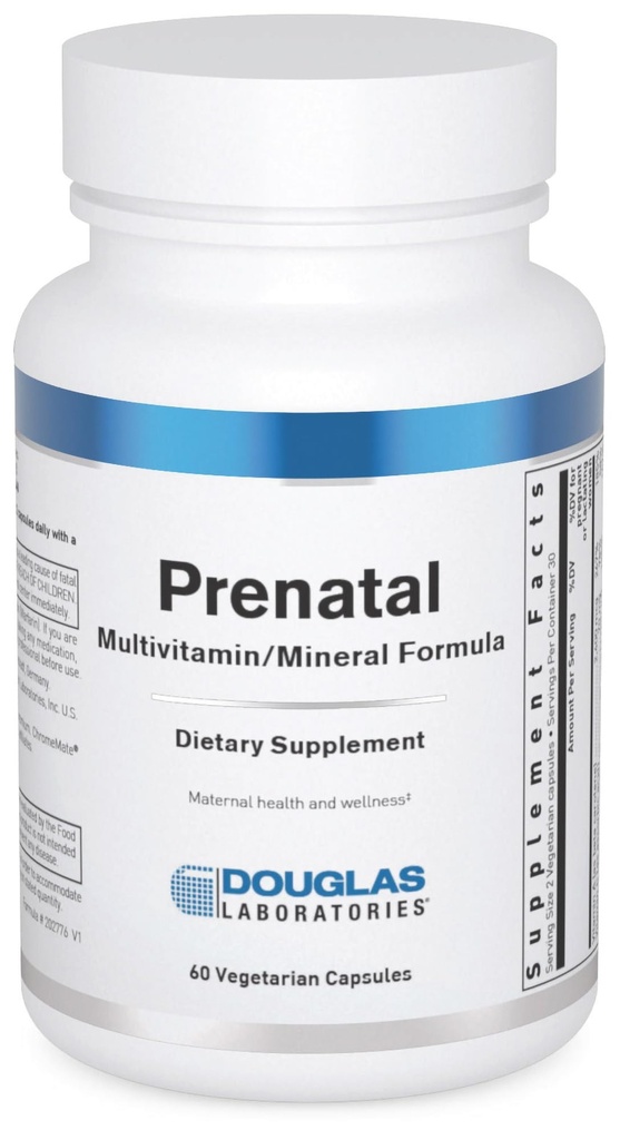 Douglas Laboratories Prenatal ← Vitaminas y Minerales Esenciales para Apoyar la Salud Materna Durante el Embarazo* Silencio 60 Capsules
