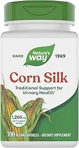 Manera de la naturaleza Seda de maíz - 1,200 mg por servicio de 3 cápsulas - Apoyo tradicional de salud urinaria* - Suplemento dietético de seda de maíz - Vegan &amp; Gluten Gratis - 100 cápsulas veganos