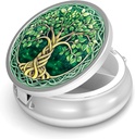 Pill Box-3 Compartment Small Pill Case for Purse &amp; Pocket Mini Metal Pill Holder Travel Pill Container to Hold Supplements Vitamins BPA-Free (Tree of Life)