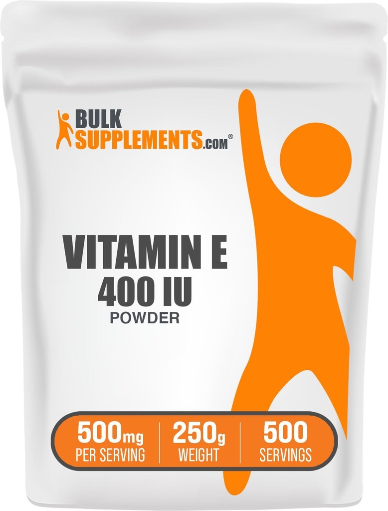 BulkSupplements.com Vitamina E 400 UI Polvo - como D-Alpha Tocopherol, Suplementos Nutricionales - Gluten Gratis, 500 mg por Serving, 250g (8.8 oz) (Pack of 1)