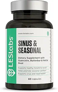LES Labs Sinus " Seasonal – Sinus Relief, Nasal Health, Balanced Histamine Response, Clear Lungs " Respiratory Health – Butterbur, Quercetin, Nettle Root " Bromelain – Non-GMO Supplement – 60 Capsules
