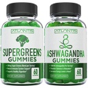 Supergreens " Ashwagandha Gummies - Ashwagandha promueve la calma " mejora del sistema inmunitario - supergreens deliciosos con espinacas, brócoli, beetroot " té verde para apoyo inmunitario - 60 gummies