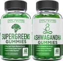 Supergreens " Ashwagandha Gummies - Ashwagandha promueve la calma " mejora del sistema inmunitario - supergreens deliciosos con espinacas, brócoli, beetroot " té verde para apoyo inmunitario - 60 gummies