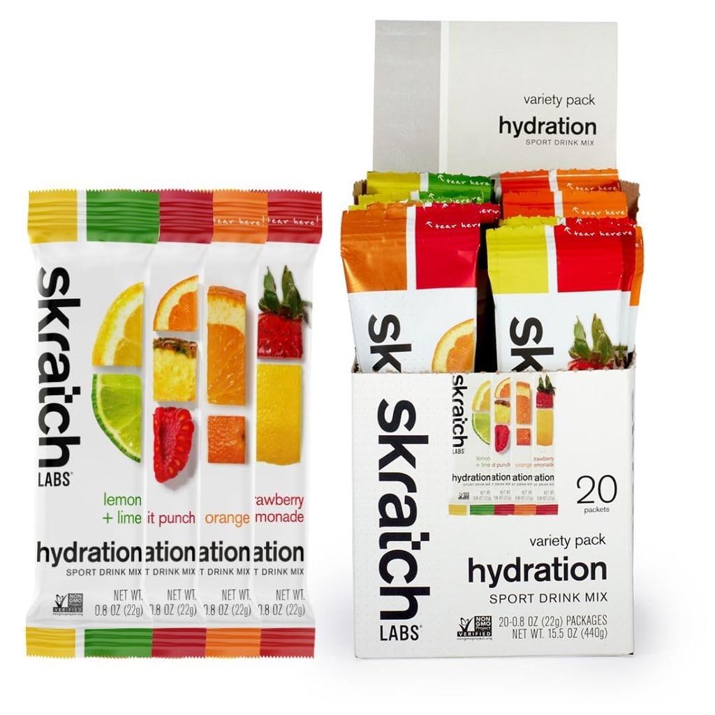 Skratch Labs Hydration Packets - Hydration Drink Mix, Variety Pack (20 Single Serving Packets) - Electrolyte Powder Desarrollado para atletas y rendimiento deportivo, Gluten Free, Vegan, Kosher