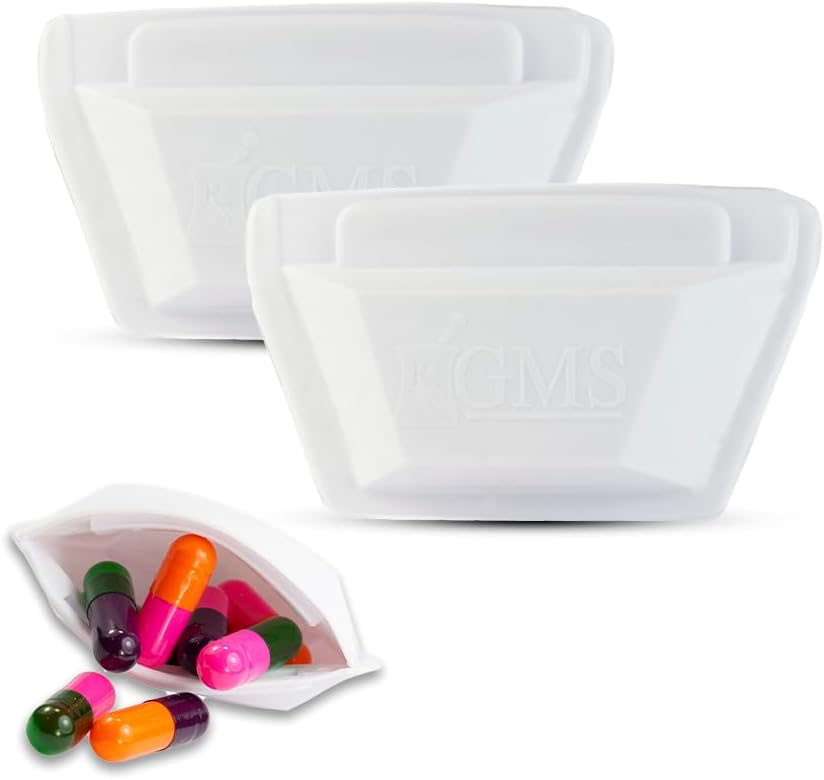 GMS Squeezable Pocket Pill Case - Small, Lightweight Pill Organizer Ideal para viajar - Mantiene medicamentos de forma segura - Diseño robusto con fácil acceso libre de Fusss - 2 Inch Pocket Sized & Discreet - 2 Pack