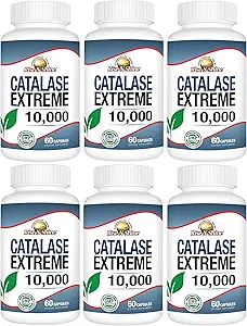Rise-N-Shine Catalase Extreme Suplemento 10,000 con Saw Palmetto, Biotin, Fo-Ti, PABA - Suplementos para el cabello fuerte - 360 cápsulas - Pack de 6 (tabla de 180 días)