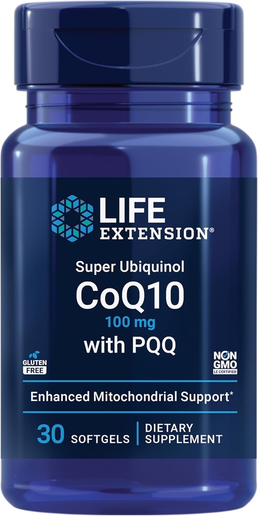 Optimizador de Energía Mitocondrial con PQQ y Super Ubiquinol CoQ10 con PQQ - 120 cápsulas y 30 Softgels