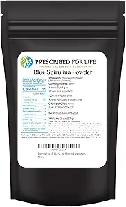 Prescrito para Life Blue Spirulina Powder, Puro Vegan Superfood, Gluten Free, Natural, Non GMO, Blue Algae Powder (Phycocyanin), Empaquetado con Proteína, Vitaminas y Antioxidantes (56g)