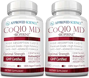 Aprobado Science® CoQ10 MD - Extra Strength 300mg CoQ10 puro con BioPerine® para la absorción más rápida - Soporte óptimo - 6 meses de suministro