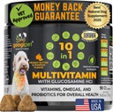 Googipet Premium 10 en 1 Vitaminas para perros Multivitamínico Agrietado con Probióticos para Gut Health, Vitaminas para perros y Suplementos w/Vitamin C & Glucosamina para Soporte Conjunto (Peanut Butter & Pumpkin Flavor)