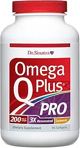 Dr. Sinatra Omega Q Plus PRO – Soporte profesional del corazón y el envejecimiento saludable con 200 mg de CoQ10 y 90 mg de Resveratrol para la producción óptima de energía celular (90 softgels)