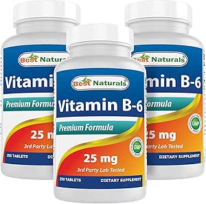 Best Naturals Vitamin B6 25mg 250 Tablets (250 Count (Pack of 3))