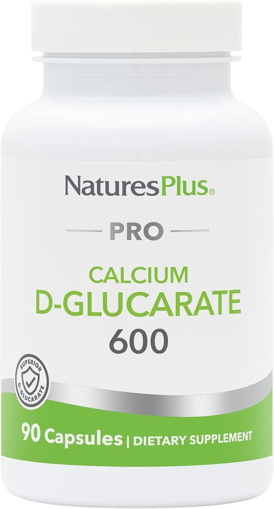 NaturesPlus PRO Calcio D-Glucarate (CDG) 600 mg - 90 cápsulas - No GMO, Vegan, Gluten Gratis, Soy Gratis - 90 Servimientos