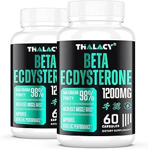 1200MG Beta Ecdysterone Suplemento, 98% Maximum Purity Ecdysterone Suplementos para Lean Muscle Mass, Athletic Performance & Strength, 120 cápsulas