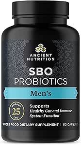 Probióticos de nutrición antiguos para hombres, Probióticos SBO 60 Ct para hombres, para Gut Health, Digestive e Immune Support, Boosts Muscle Mass and Fat Metabolism, 25 Billion CFUs* Per Serving