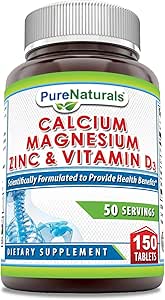 Naturales puros Calcio Magnesio Zinc Vitamina D3 Suplemento TENIDO Calcio 1000mg, Magnesio 400mg, Zinc 25mg, Vitamina D3 600 UI ANTE No GMO ANTERIGEN Libre (300 Tablets)