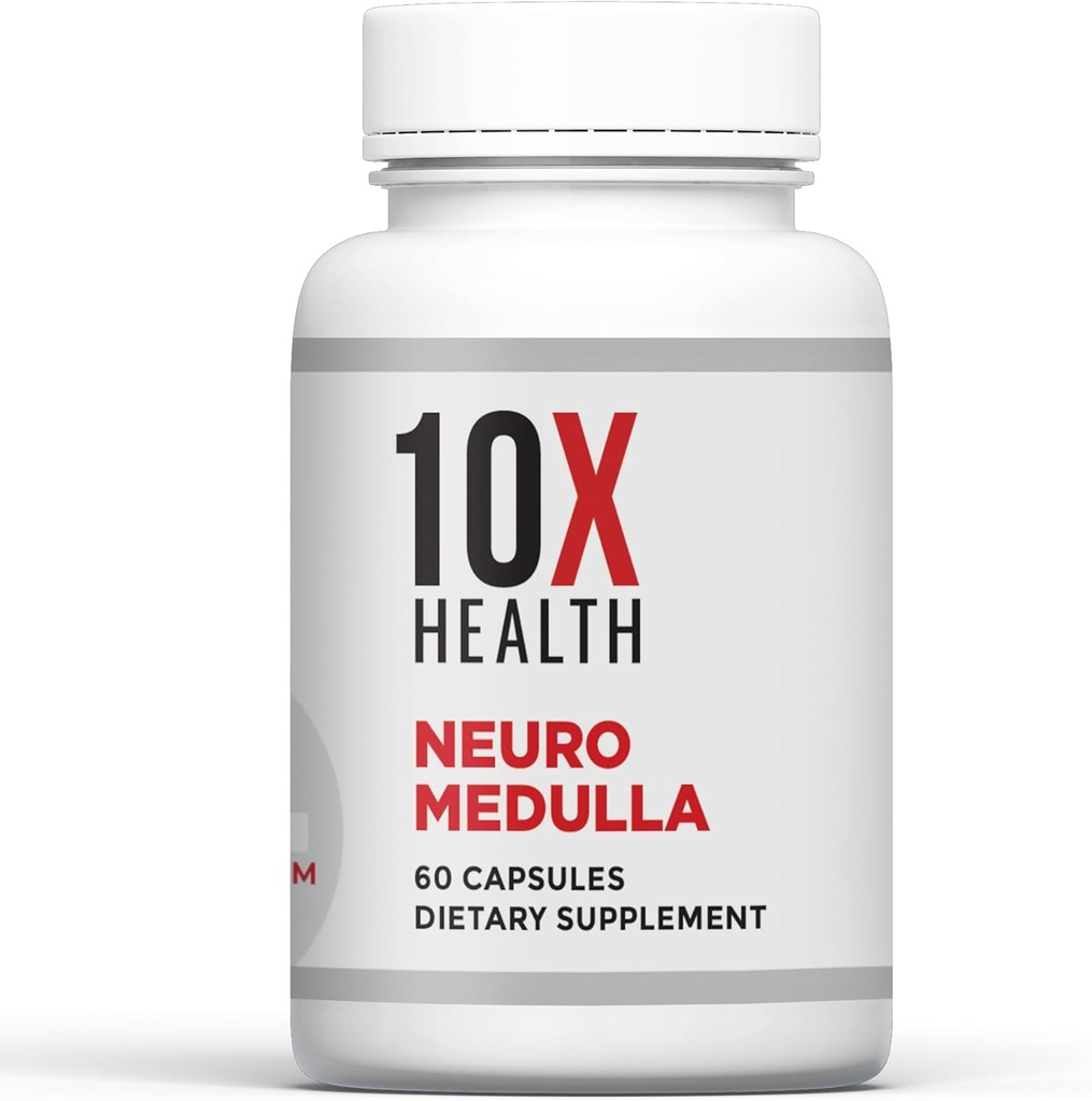10X Health Neuro Medulla Brain Supplement - Nootropics Brain Support Supplement for Brain, Memory and Focus - Memory Supplements with Vitamin B1 & B3, Zinc, Ginkgo Biloba & More - 60 Capsules
