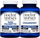 Saw Palmetto de Doctor Morse 5000mg &amp; Cranberry 30000mg Bundle - Salud de próstata, Apoyo a la Tract de orina, y Bienestar general para hombres y mujeres, FDA-Registrado, NSF-Certified 90 cápsulas