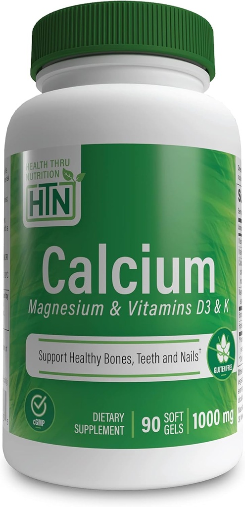 Salud Thru Nutrición Calcio 1000mg y Magnesio 400mg con vitamina D3 & K (90 Softgels)