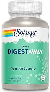 SOLARAY Super Digestaway Digestive Enzymes - Pancreatin, Papain, Ginger, Pepsin, Betaine HCl, Aloe Vera y Más - Digestión " Nutrient Absorption Support - Lab Verified - 180 VegCaps