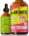 Cat Multivitamin Complex with Turkey Flavor – Natural Cat Antibiotic Liquid Alternative to Help with Allergies, UTIs & Cough – Herbal No Antibiotic Yes Multivitamin for All Breeds – 2 Oz