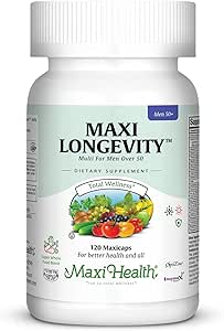 Mens Multivitamin 50 Plus – Multivitamínico diario para hombres mayores de 50 con vitamina B12, A, D, C, Zinc, Magnesio &amp; Más – Energía, Inmune &amp; Heart Support Mens Multi Vitaminas - Non-GMO – 120 cápsulas