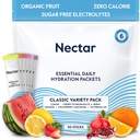 Embalajes de hidratación Nectar - Electrolitos Embalajes de polvo - Sugar Gratis > 0 Calorie - Electrolitos de fruta orgánica líquido diario IV Polvo para alivio de la deshidratación y rehidratación (Variety 30 Pack)
