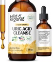 Wild &amp; Organic Uric Acid Cleanse Drops - Tart Cherry, Turmeric, Chanca Piedra Stone Breaker Complex for Kidney Cleanse - Uric Acid Support Supplement - Vegan, Sugar &amp; Alcohol-Free Tincture - 2 oz