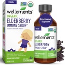 Wellements Orgánica de Elderberry Syrup para Niños Silenciosos Apoyos Immune Health* para bebés &amp; niños pequeños, Hecho con Elderberry Orgánica, USDA Certified Orgánica &amp; Non GMO TEN 1 Año +, 4 Fl Oz