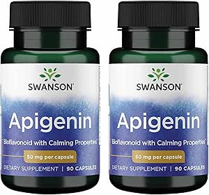 Swanson Apigenin-Bioflavonoid Suplemento Natural Prostat Support-Metabolism &amp; Nerve Health Support-Can Support Sleep & Relaxation 90 Caps, 50mg Cada 2 Pack