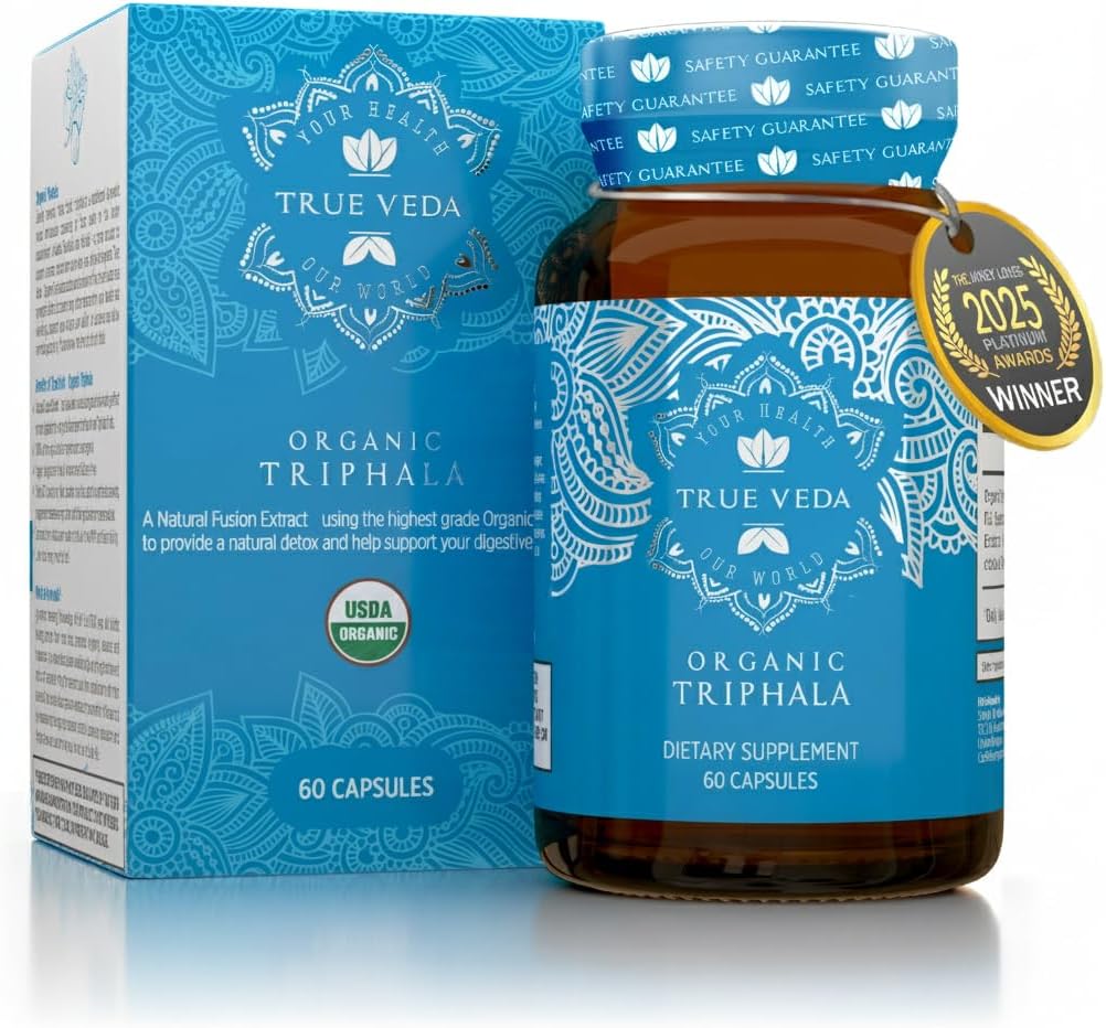 Triphala Capsules – USDA Orgánica Certificada Silencio Vegan Triphala Tablets ← 100% Natural Herbal Triphala Guggulu Suplemento Silencio Natural Fusión Extracto Potencia ← Ayurveda Silencio 60 Caps  Trifala Churna
