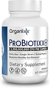 Organixx ProBiotixx+ Suplemento Probiótico, Probióticos diarios para mujeres y hombres para la salud digestiva Gut Health, Immune Support, 2.5 Billion CFU, Gluten Free, Non GMO, Shelf Stable, 60 cápsulas vegetarianas