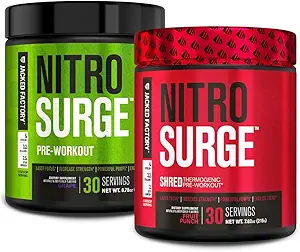 Nitrosurge Pre-Workout Jacked Factory en Grape & Fruit Punch Nitrosurge Shred Thermogenic Pre-Workout for Men &amp; Women