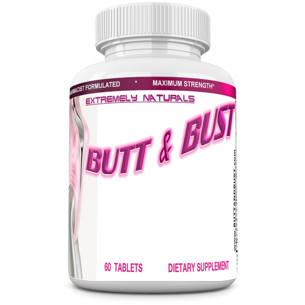 BUTT AND BUST Natural Breast & Butt Augmentation And Enlargement Pills - 60 Tablets (Double Potency, 2640 mg).