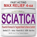 Sciatica Nerve Cream - Crema de máxima resistencia para pies, manos, piernas, dedos, espalda - Natural Ultra Strength Arnica, MSM, Menthol, Soothing Comfort, 4 grandes Oz