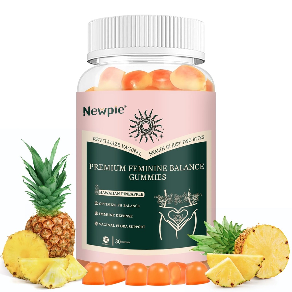 Pineapple Gummies for Women ph Premium Feminine Balance Gummies for Women Health Immune Support Vegan, Gluten-Free & Halal-60 Gummies-30 Servings (1)