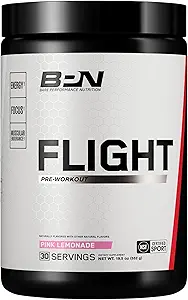 BARE PERFORMANCE NUTRITION BPN Flight Pre Workout, Supports Energy and Mental Focus, Mejora de la resistencia y bombas musculares con CarnoSyn® Beta Alanine, Pink Lemonade, 30 Servings