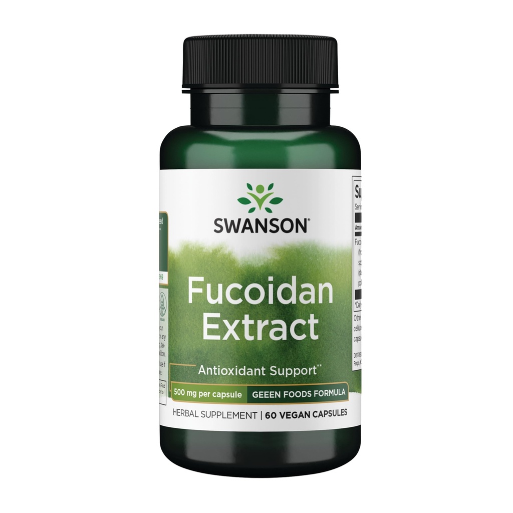 Extracto de Fucoidan de máxima fuerza Swanson - Suplemento Herbal Promoción de la Función del Sistema Inmunitario - Fórmula Natural Apoyo Salud general - (60 cápsulas de verduras, 500 mg cada uno)