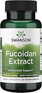Extracto de Fucoidan de máxima fuerza Swanson - Suplemento Herbal Promoción de la Función del Sistema Inmunitario - Fórmula Natural Apoyo Salud general - (60 cápsulas de verduras, 500 mg cada uno)