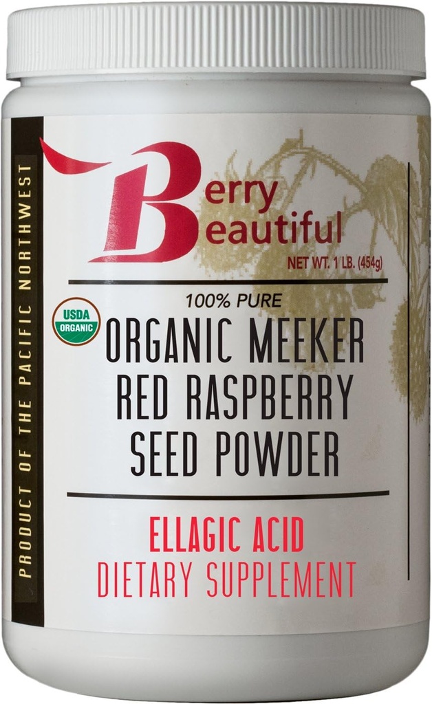 Berry Hermoso Meeker orgánico Rojo Raspberry Seed Powder (Hágico ácido, fibra) - 1 lb (454g) - Cold-Presed from US-Grown Raspberries